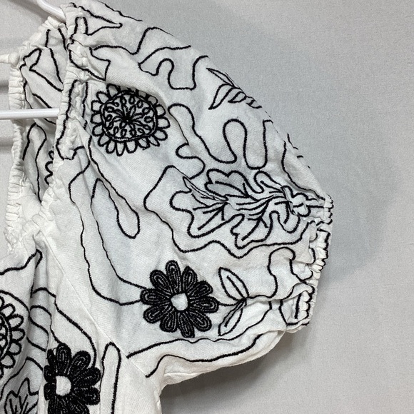 Free People medium Black and White Embroidered Blouse - Picture 3 of 13